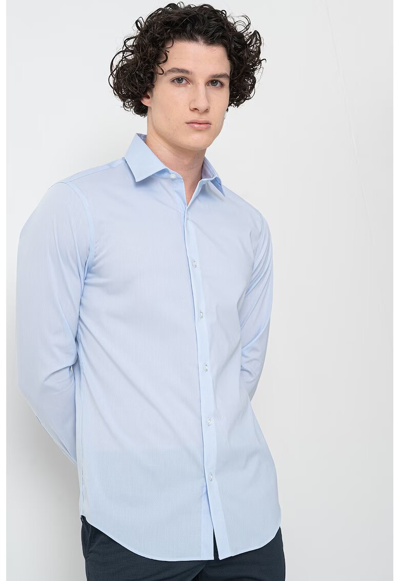 Calvin Klein Camasa slim fit cu aspect texturat - Albastru deschis