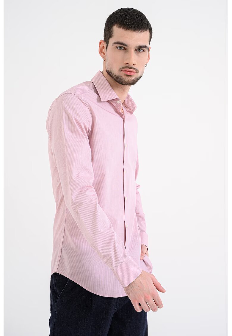 Calvin Klein Camasa slim-fit cu dungi - Rosu/Roz prafuit