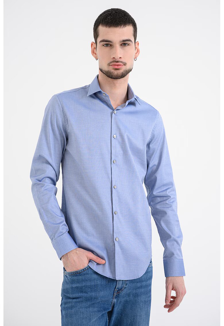 Calvin Klein Camasa slim-fit cu model - Alb/Bleumarin