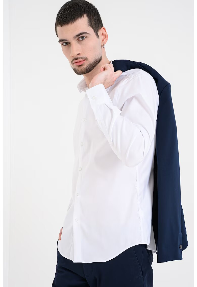 Calvin Klein Camasa slim-fit din amestec de bumbac - Alb optic
