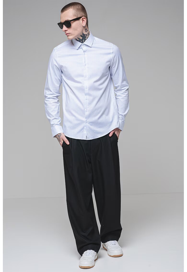 Calvin Klein Camasa slim fit din amestec de bumbac organic - Albastru pastel/Alb optic