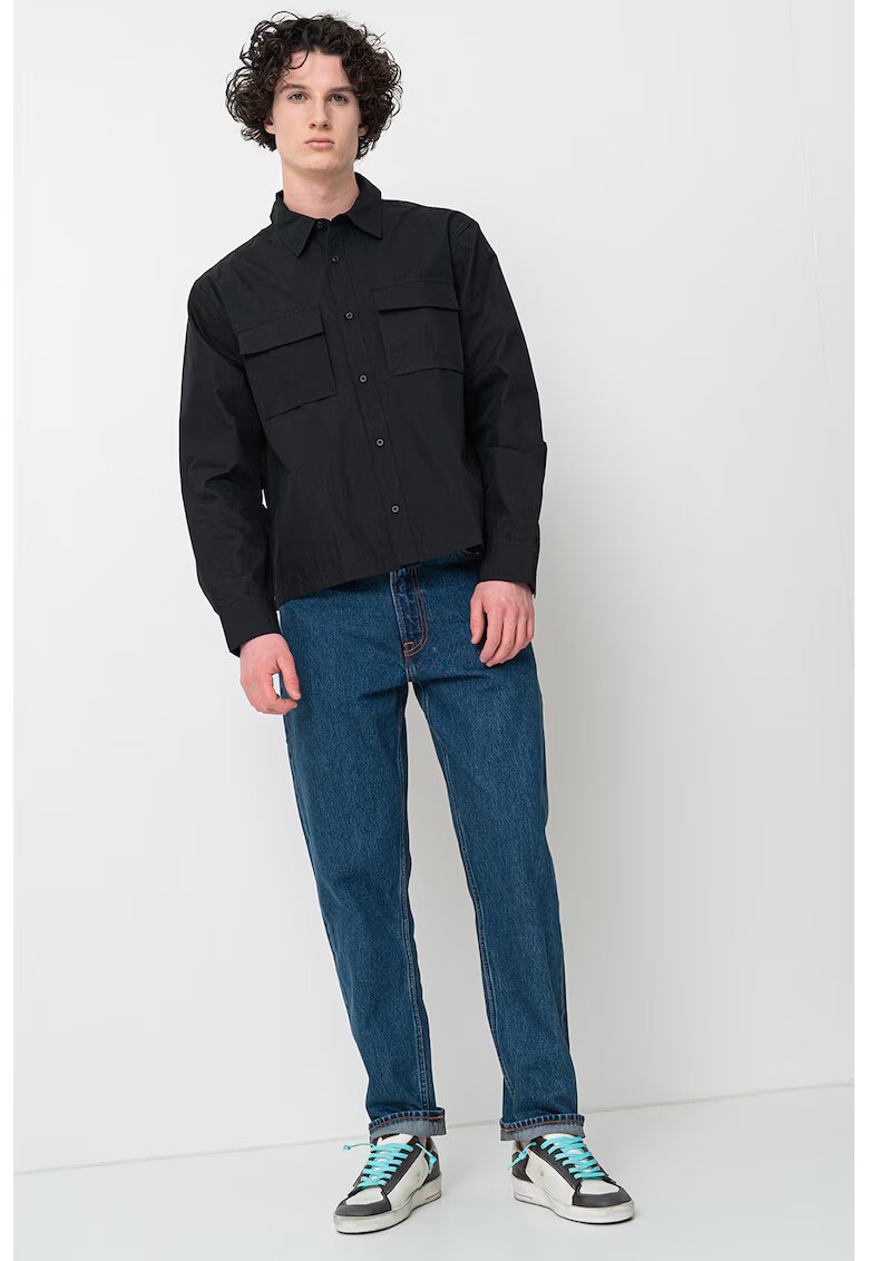 Calvin Klein Camasa uni cu buzunare cu clapa - Negru
