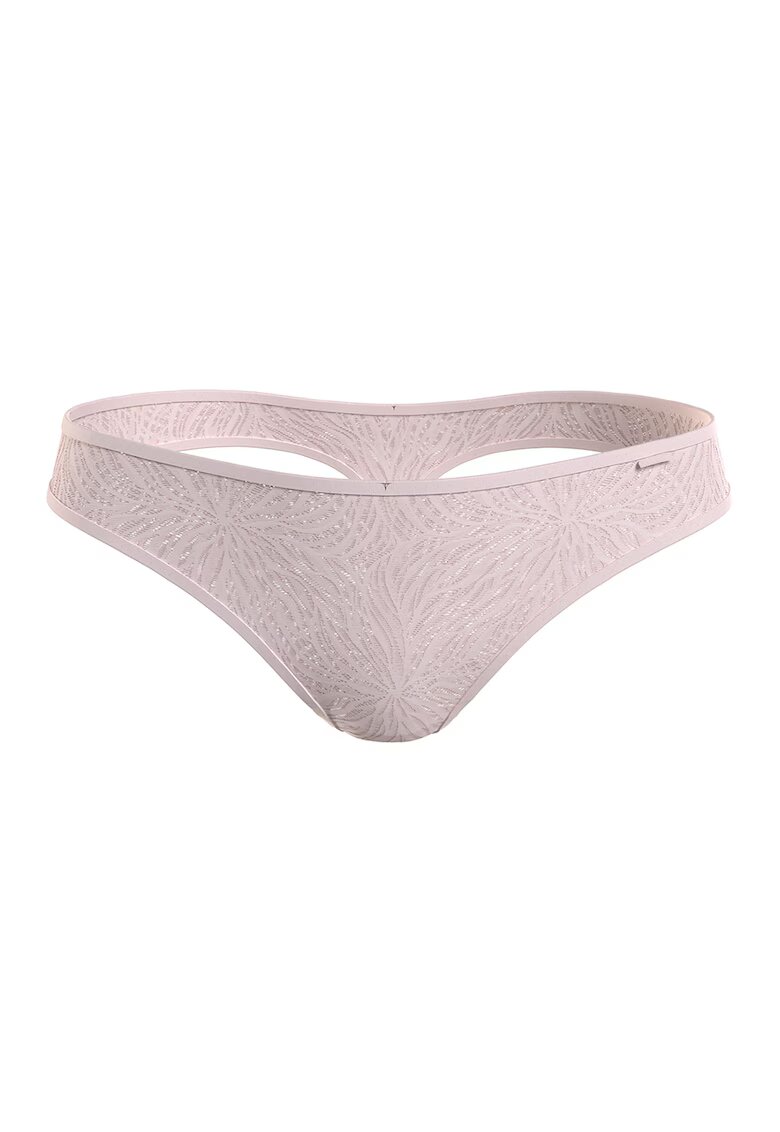Calvin Klein Chiloti tanga de dantela cu talie medie - Roz pal