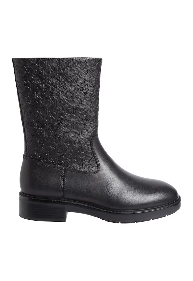 Calvin Klein Cizme din piele cu logo in relief - Negru