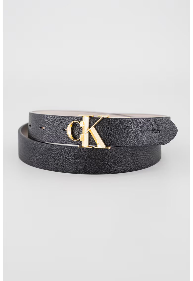 Calvin Klein Curea de piele cu catarama cu logo metalic - Negru