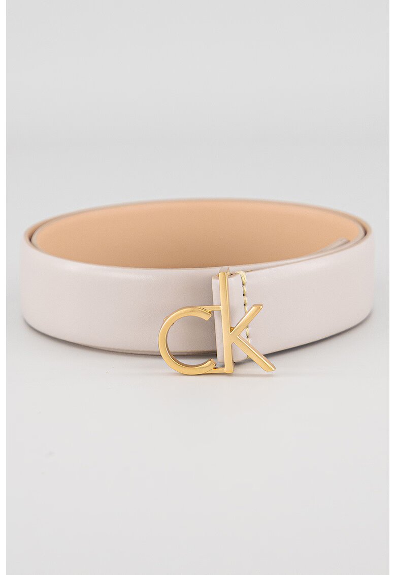 Calvin Klein Curea de piele cu catarama cu logo si nit - Maro taupe deschis