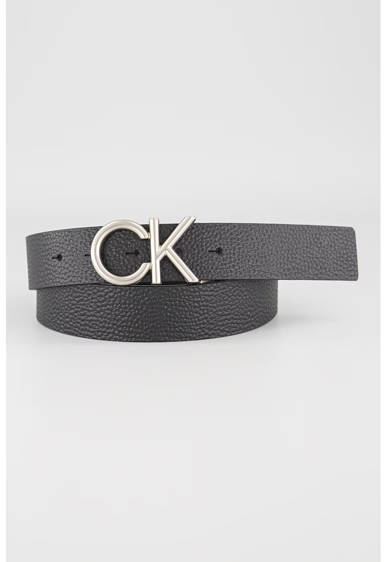 Calvin Klein Curea de piele cu catarama in forma de logo - Negru