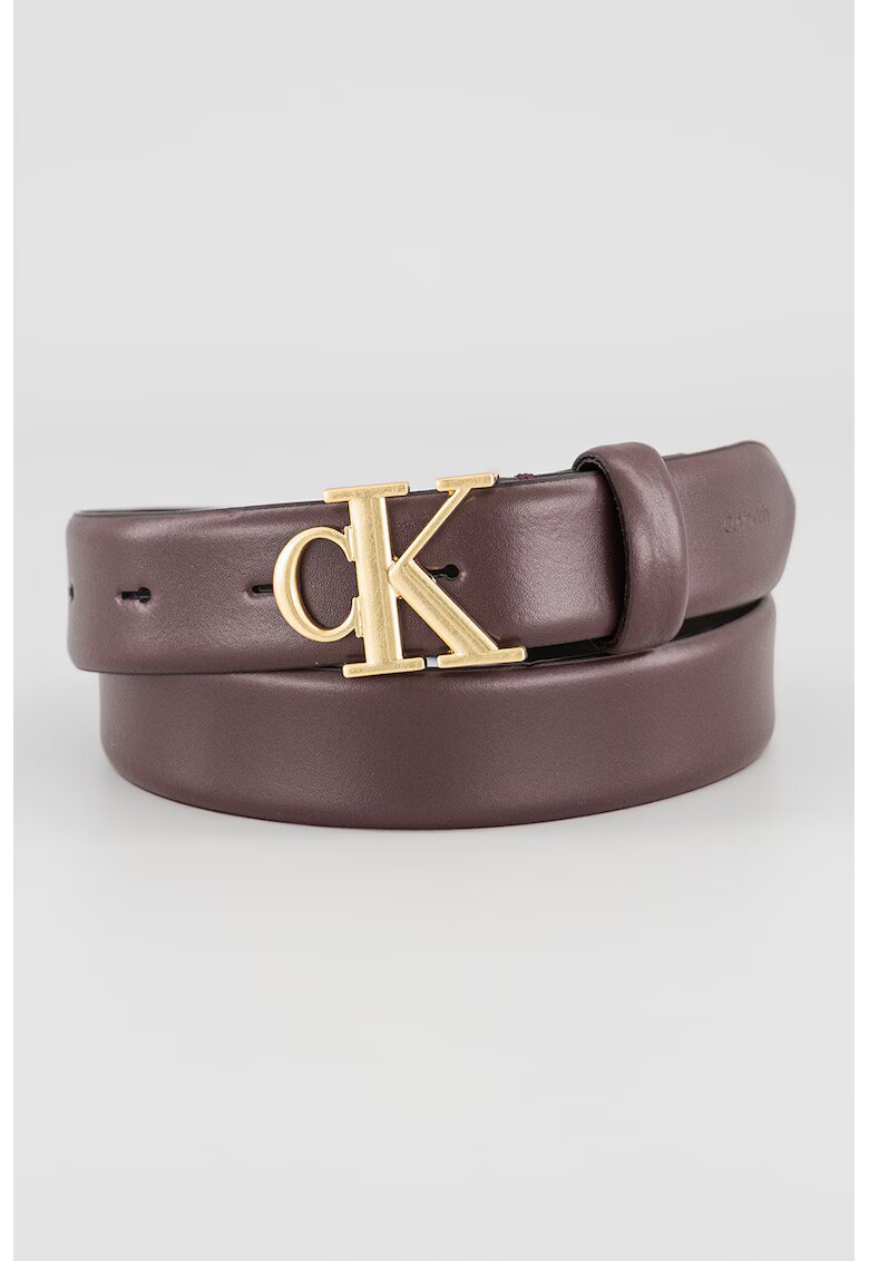 Calvin Klein Curea de piele cu catarama logo - Violet pruna