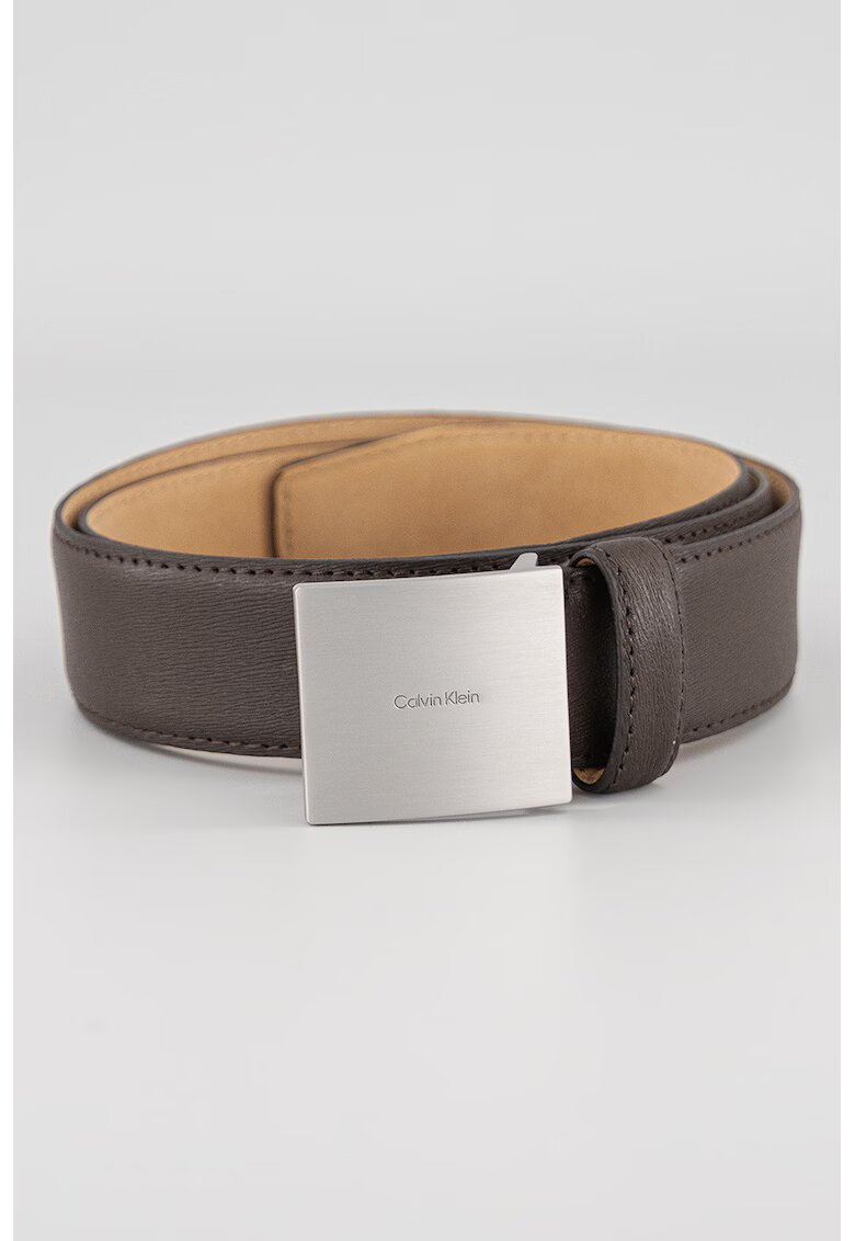 Calvin Klein Curea de piele cu catarama metalica - Maro inchis