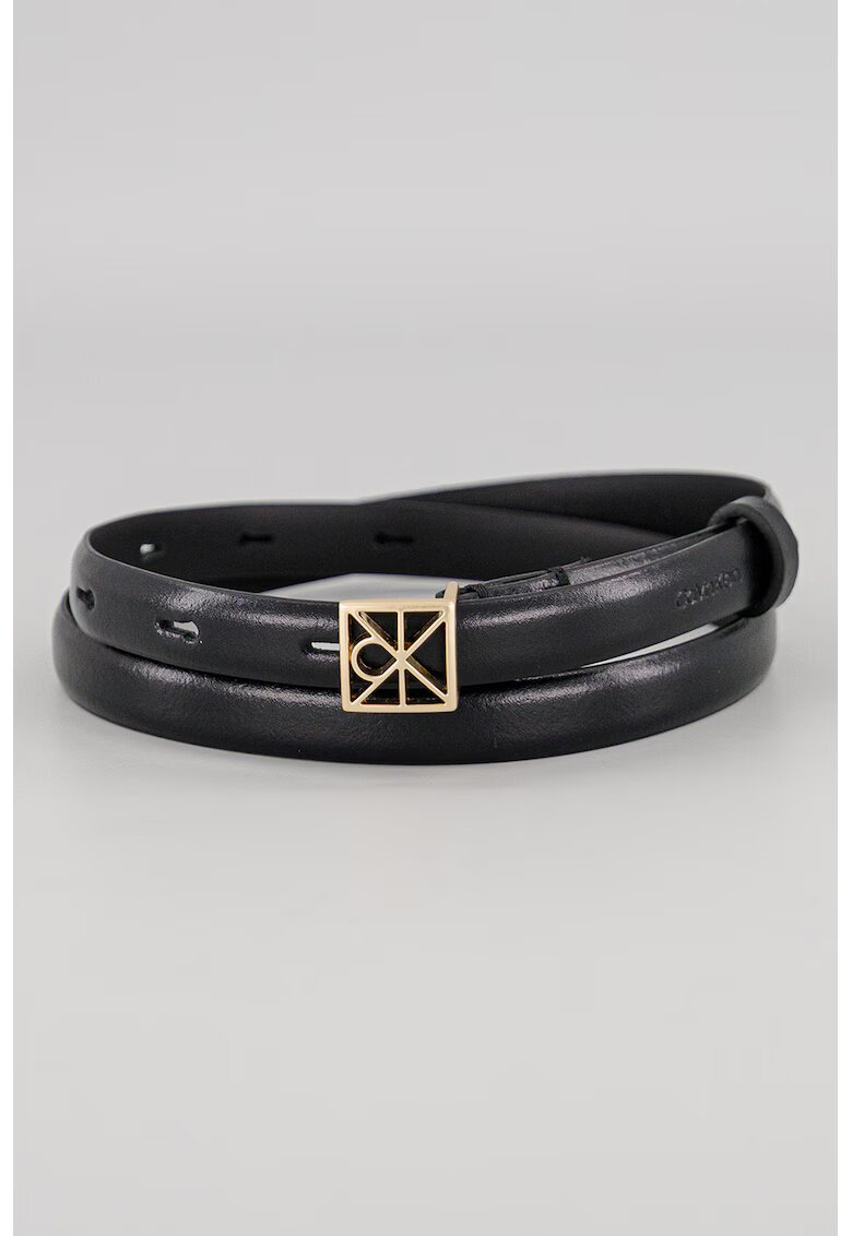 Calvin Klein Curea din piele cu catarama logo - Negru