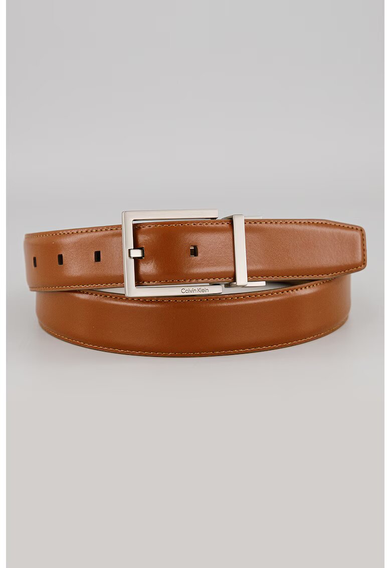Calvin Klein Curea din piele cu catarama patrata - Caramel
