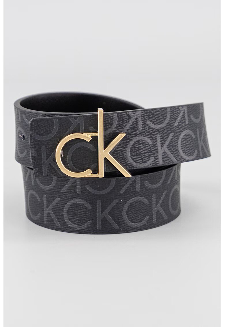Calvin Klein Curea din piele cu model monograma - Negru