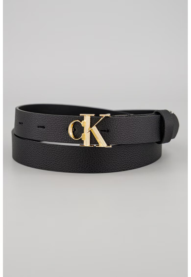 Calvin Klein Curea skinny din piele cu logo metalic - Negru