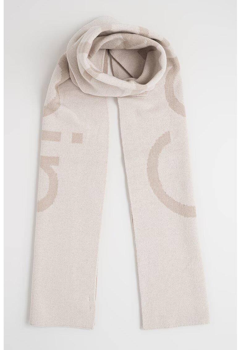 Calvin Klein Esarfa din amestec de lana cu logo brodat - Bej inchis