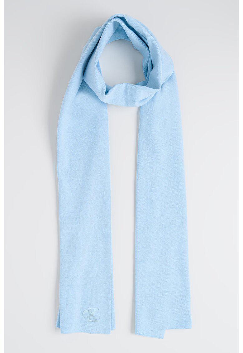 Calvin Klein Fular tricotat fin cu model uni - Albastru pastel