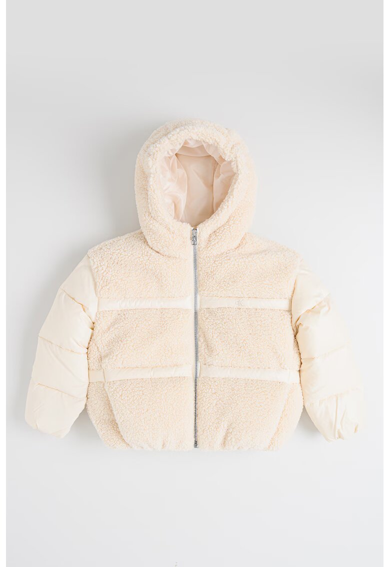Calvin Klein Geaca cu segmente teddy - Alb fildes