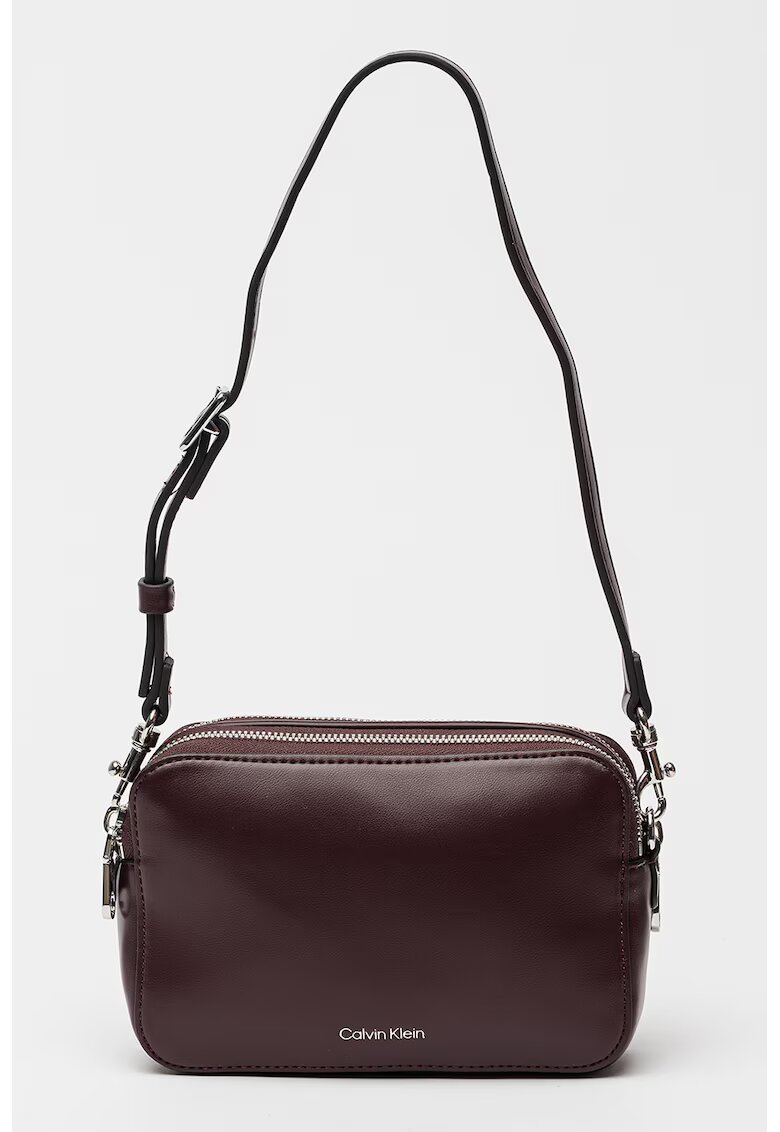 Calvin Klein Geanta crossbody de piele ecologica cu bareta suplimentara - Violet pruna