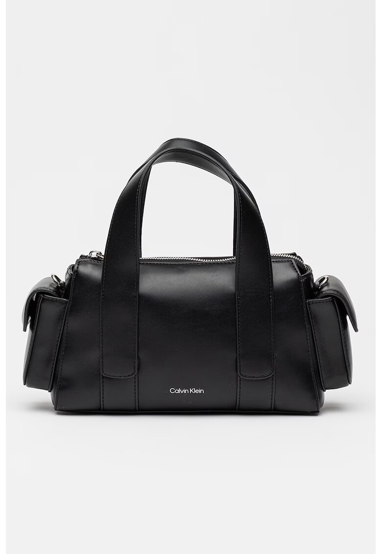 Calvin Klein Geanta crossbody de piele ecologica cu buzunare laterale cu clapa - Negru