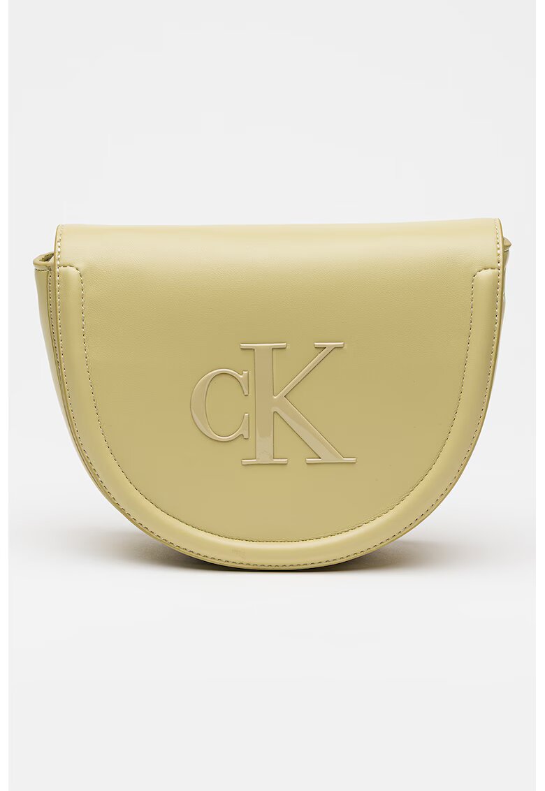 Calvin Klein Geanta crossbody de piele ecologica cu clapa - Verde sparanghel