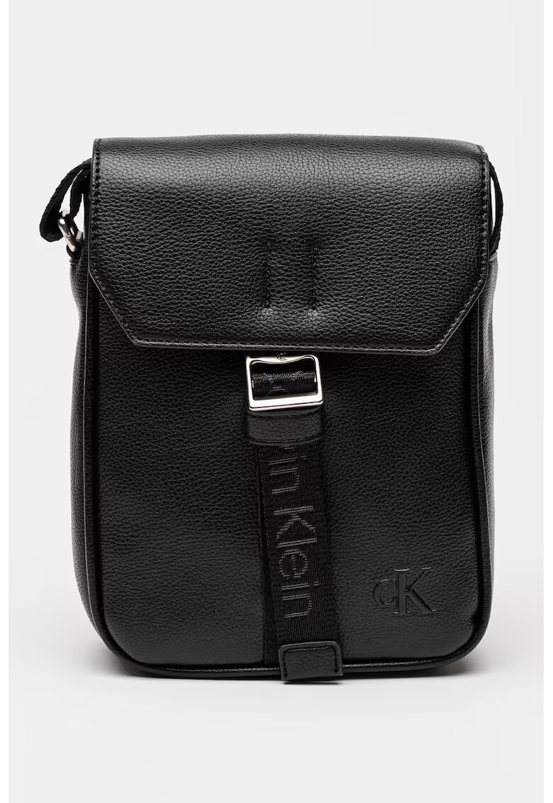Calvin Klein Geanta crossbody din piele ecologica cu clapa - Negru