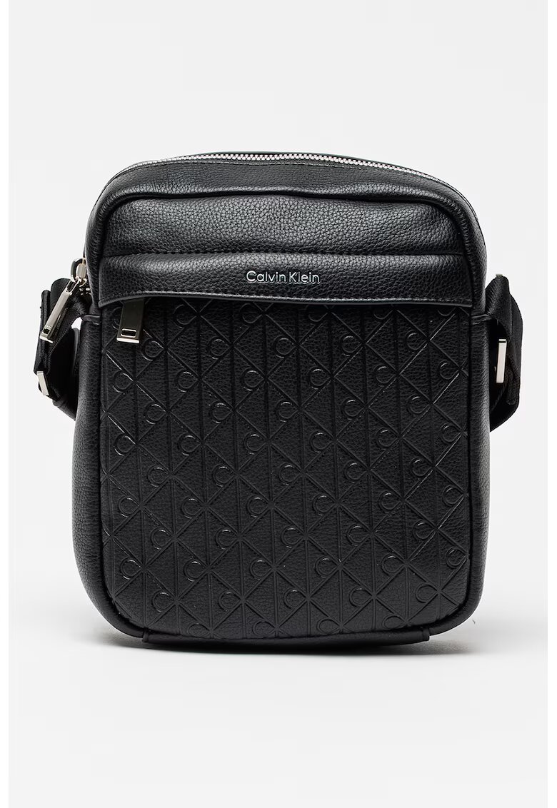 Calvin Klein Geanta crossbody din piele ecologica cu emblema in relief Reporter - Negru