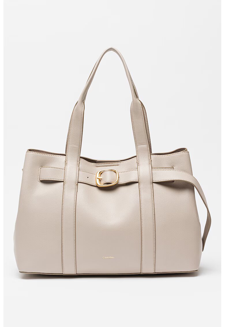 Calvin Klein Geanta de piele ecologica cu maner si catarama decorativa - Maro taupe deschis