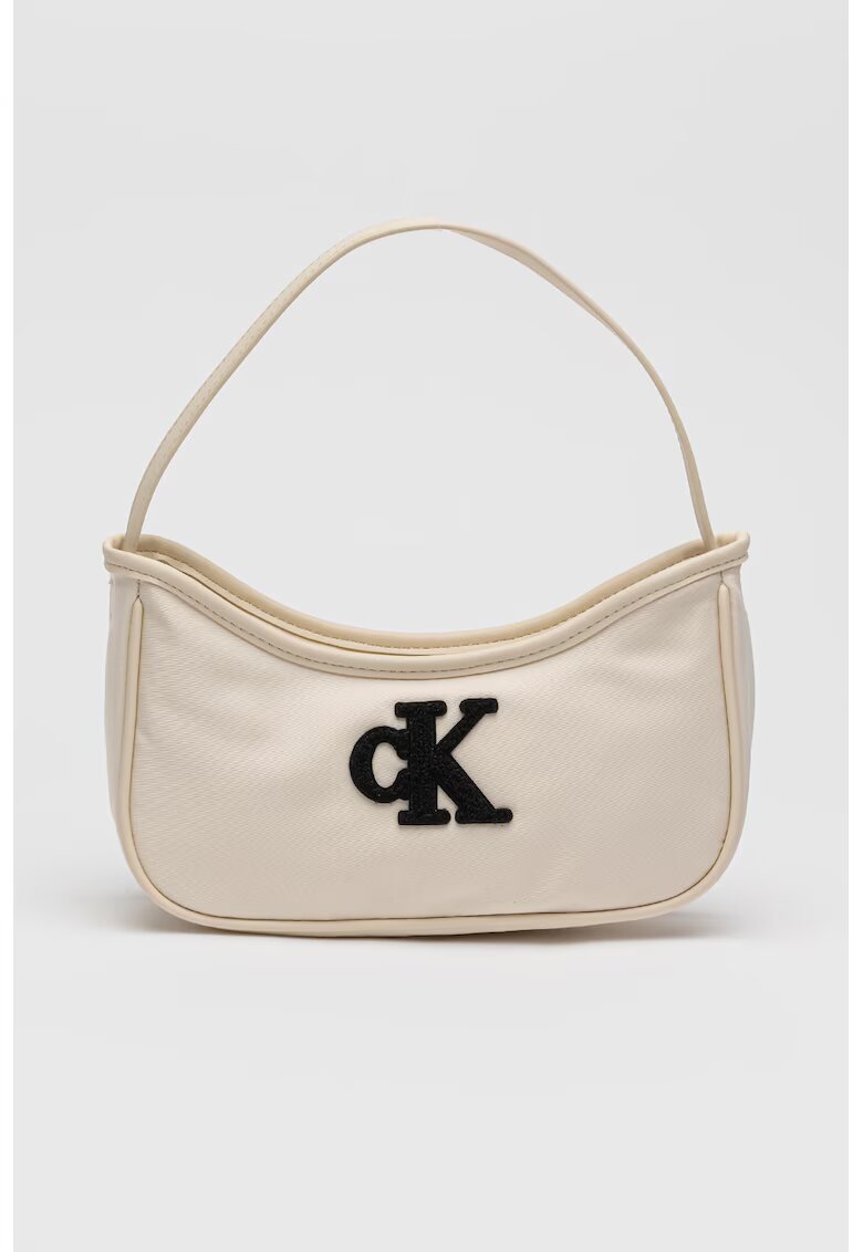 Calvin Klein Geanta de umar cu monograma brodata - Alb fildes/Negru