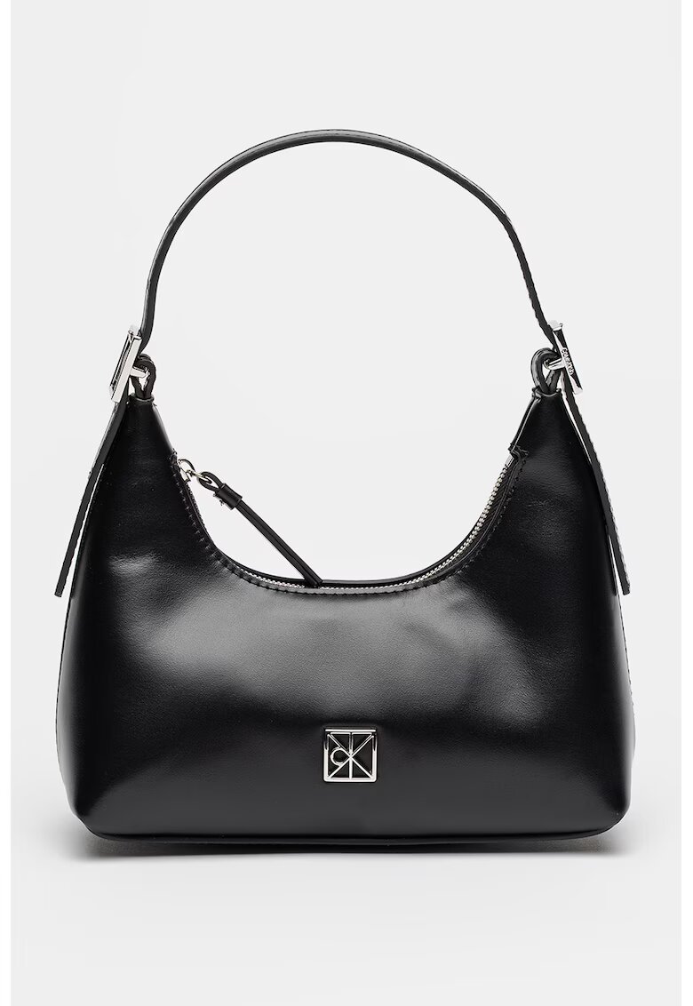 Calvin Klein Geanta din piele cu bareta de umar Emblem - Negru