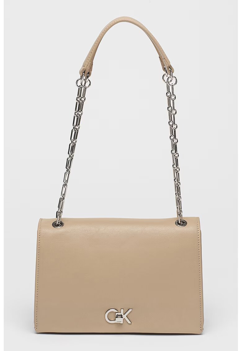 Calvin Klein Geanta din piele ecologica cu bareta de umar si doua compartimente - Maro taupe deschis