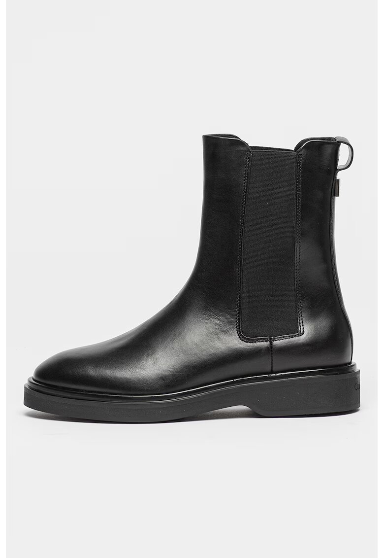 Calvin Klein Ghete chelsea din piele - Negru