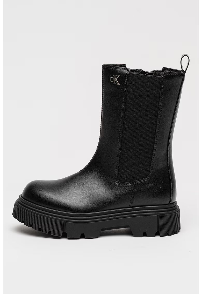 Calvin Klein Ghete din piele ecologica cu garnituri elastice - Negru