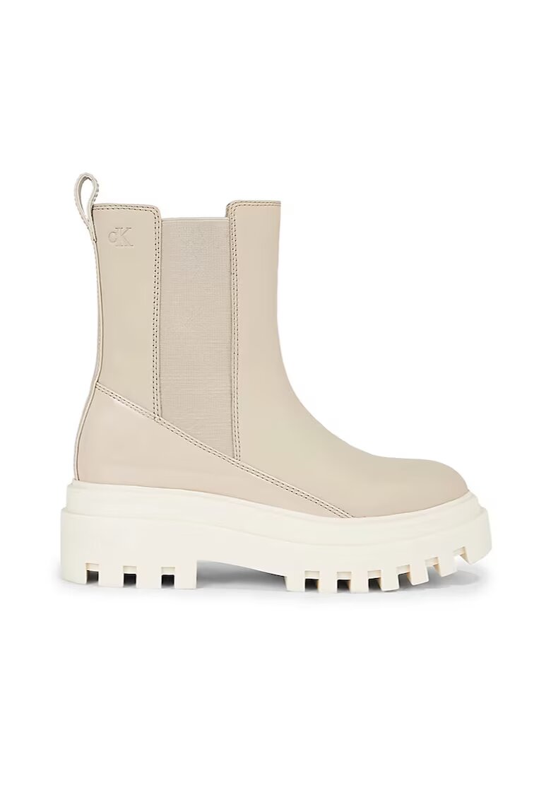 Calvin Klein Ghete pentru Femei - chunky boot chelsea lth - YW0YW01286-PA5 - Gri - Gri