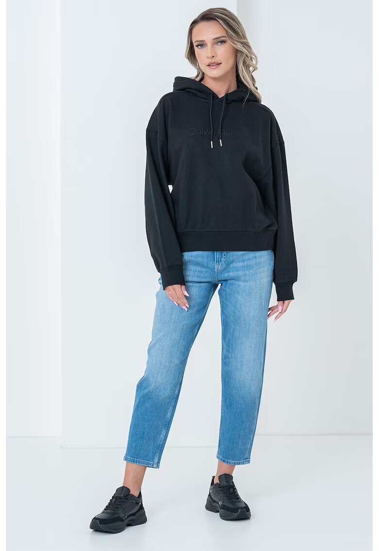 Calvin Klein Hanorac cu broderie logo - Negru