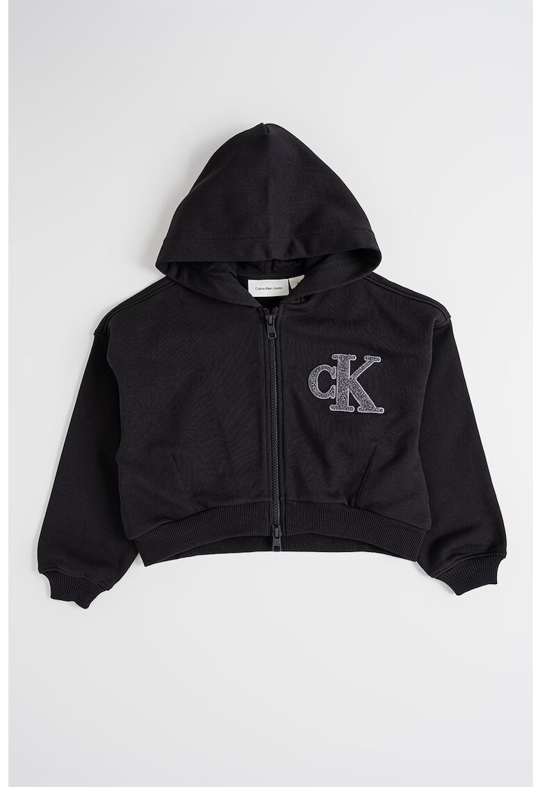 Calvin Klein Hanorac cu fermoar si monograma - Negru stins