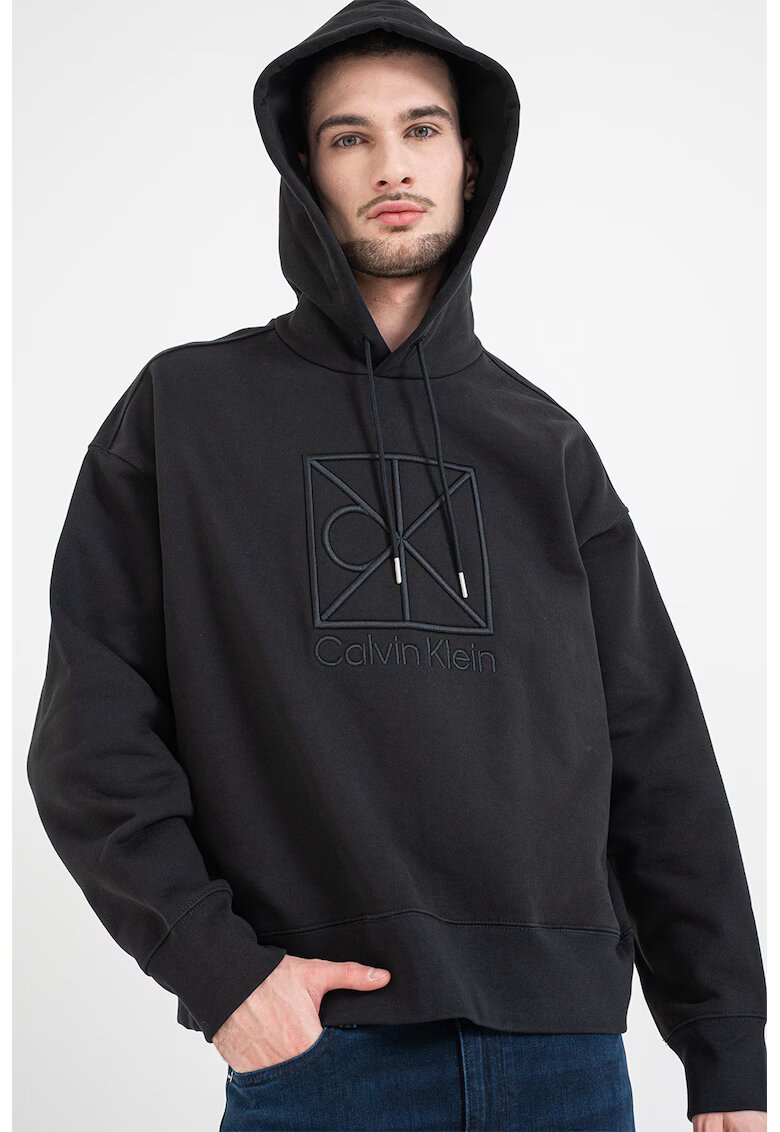 Calvin Klein Hanorac din bumbac cu broderie logo - Negru