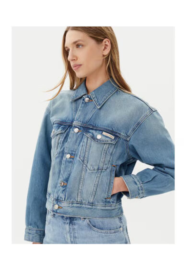 Calvin Klein Jacheta denim dama - Albastru - 100% bumbac -