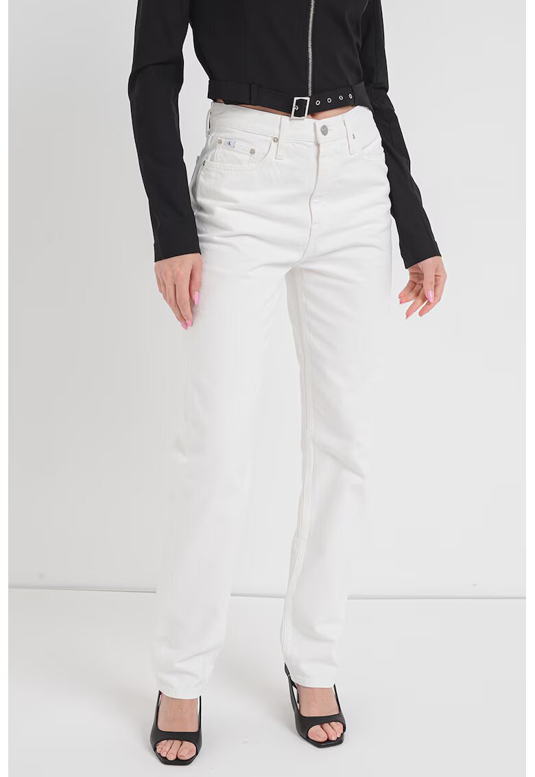 Calvin Klein Jeans Blugi cu croiala dreapta si talie inalta Authentic - Alb optic