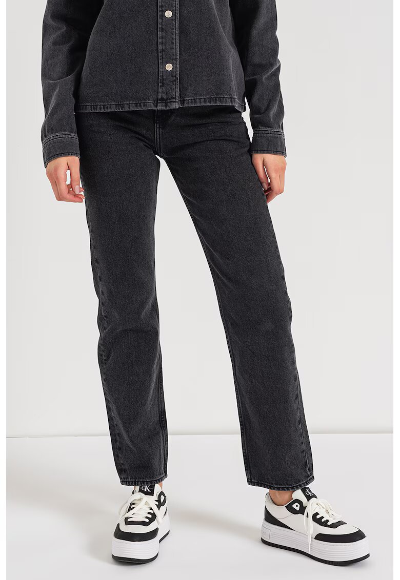 Calvin Klein Jeans Blugi cu croiala dreapta si talie inalta - Negru stins