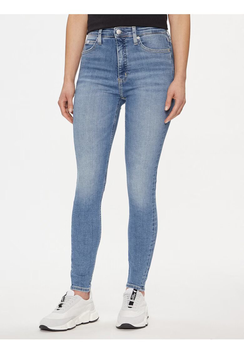 Calvin Klein Jeans Blugi dama High Rise Super Skinny - albastru - bumbac/elastan
