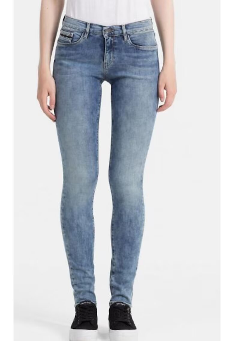 Calvin Klein Jeans Blugi dama Mid Rise Skinny - bumbac/elastan - albastru