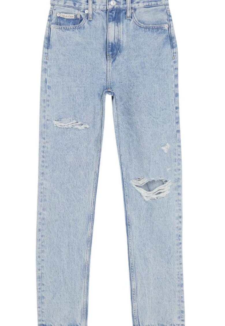 Calvin Klein Jeans Blugi dama model Autentic Slim Straight - bumbac 100% - albastru deschis
