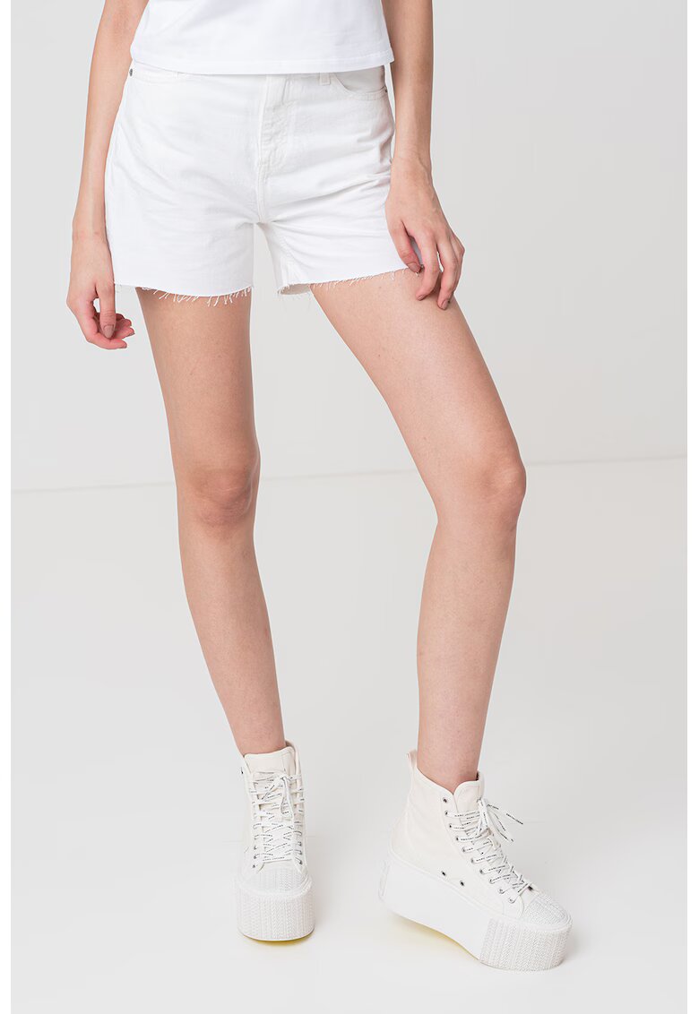 Calvin Klein Jeans Blugi scurti cu talie inalta - Alb murdar