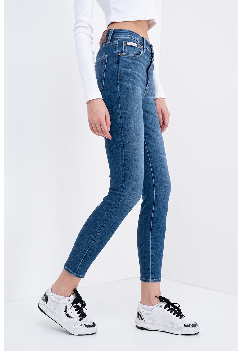 Calvin Klein Jeans Blugi skinny crop - Albastru