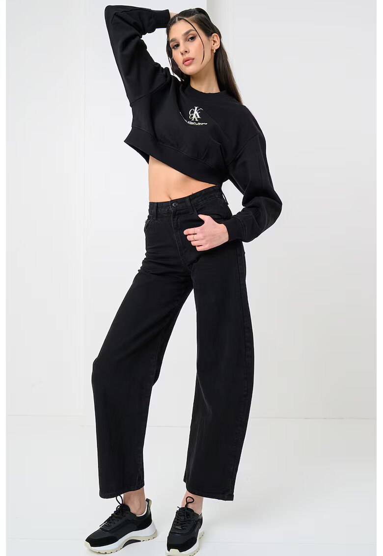 Calvin Klein Jeans Bluza crop de trening lejera cu logo