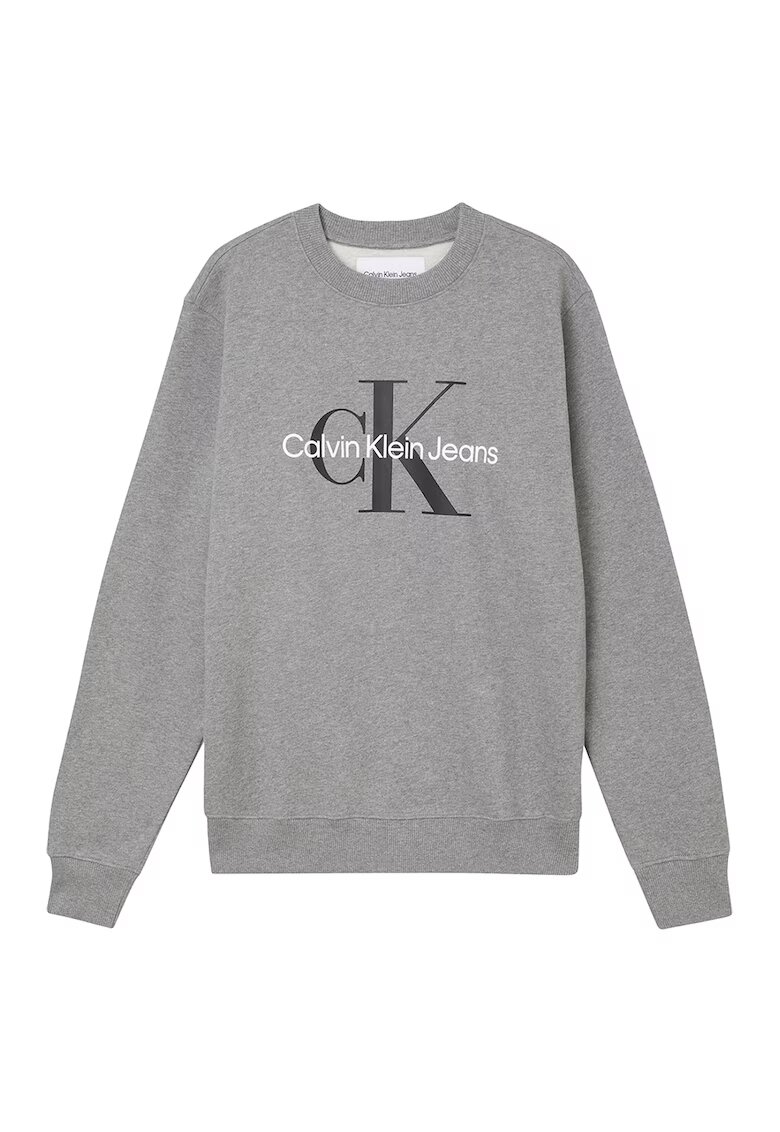 Calvin Klein Jeans Bluza de trening de bumbac cu logo - Gri melange