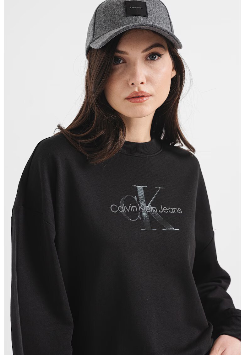 Calvin Klein Jeans Bluza de trening din bumbac cu logo - Negru