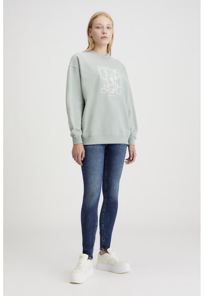 Calvin Klein Jeans Bluza de trening din bumbac organic cu broderie logo - Gri cenusiu