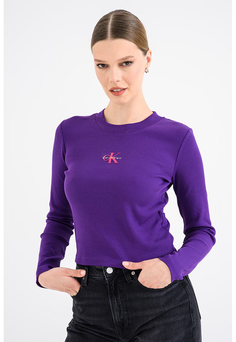 Calvin Klein Jeans Bluza din amestec de bumbac cu imprimeu logo - Ametist