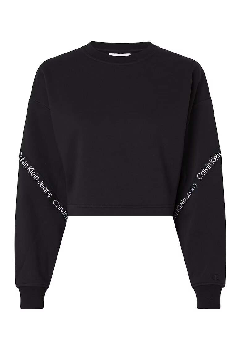 Calvin Klein Jeans Bluza sport crop cu maneci cazute - Negru