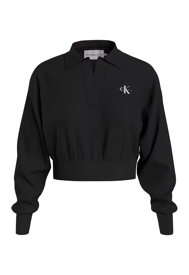 Calvin Klein Jeans Bluza sport crop cuu maneci cazute - Negru